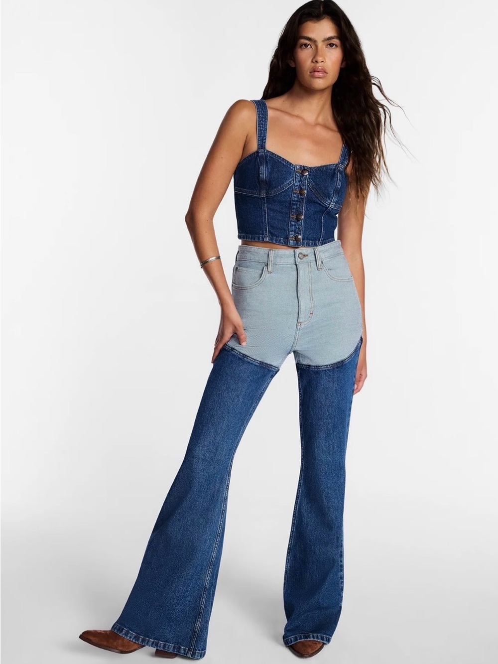 Lee Men’s Kacey High-Rise Bootcut Jeans in Light Blue Wash